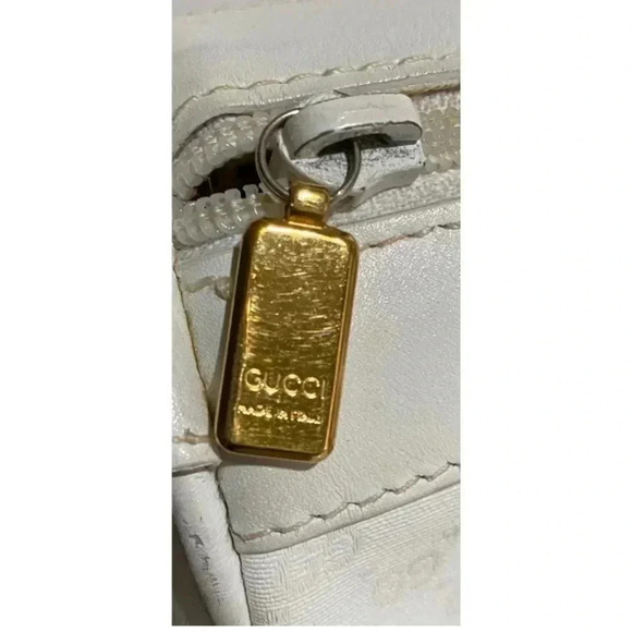 Gucci white  micro monogram canvas leather satchel handbag - Picture 7 of 12